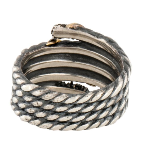 DAVID YURMAN 18K YELLOW GOLD & STERLING SILVER DIAMOND TWO-TONE CABLE BAND RING - Picture 6 of 8